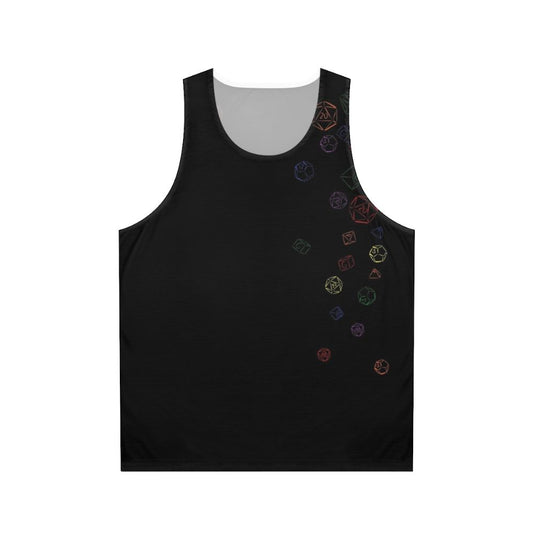 Unisex rainbow dice print tank top