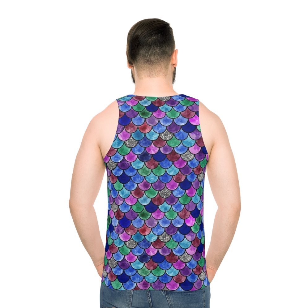 Unisex tank top with a vibrant rainbow fish design