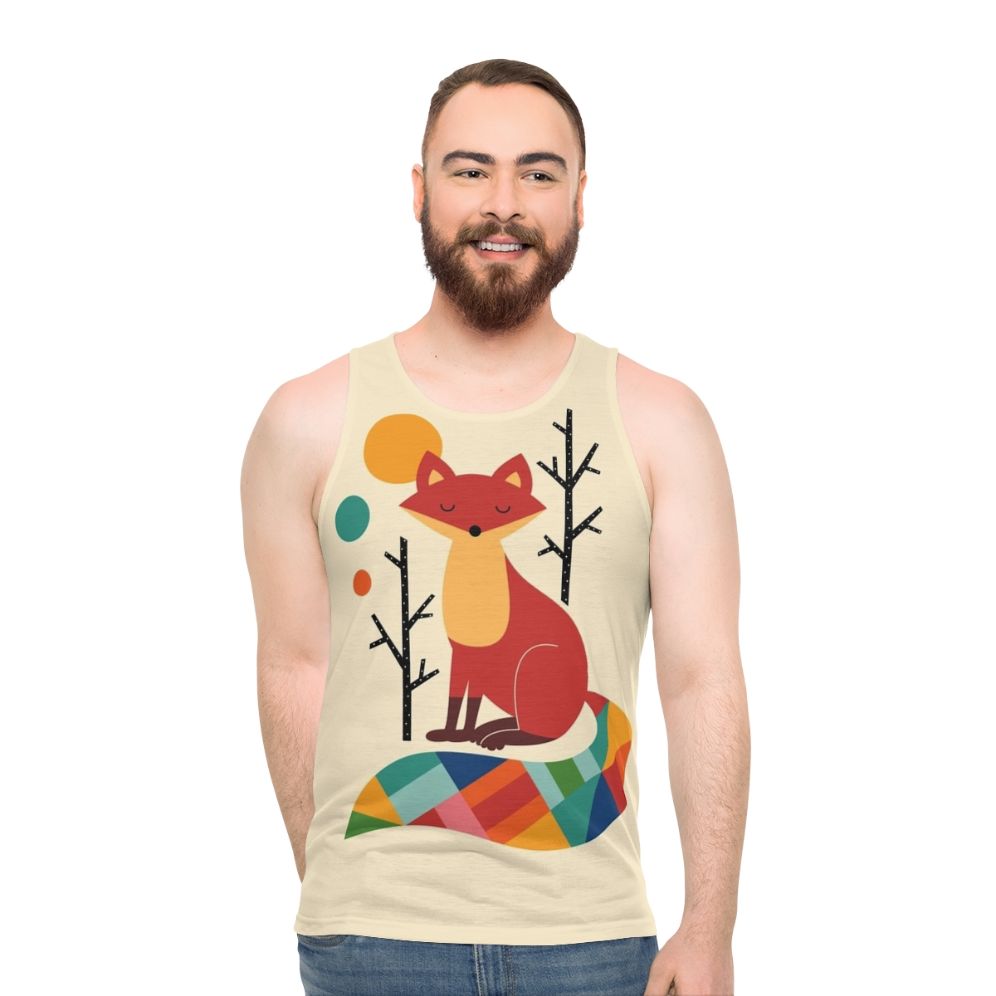 Colorful rainbow fox unisex tank top design
