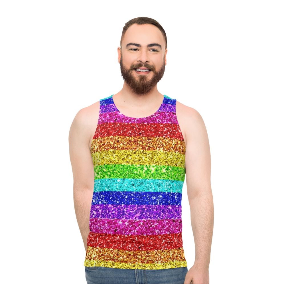 Rainbow glitter unisex tank top
