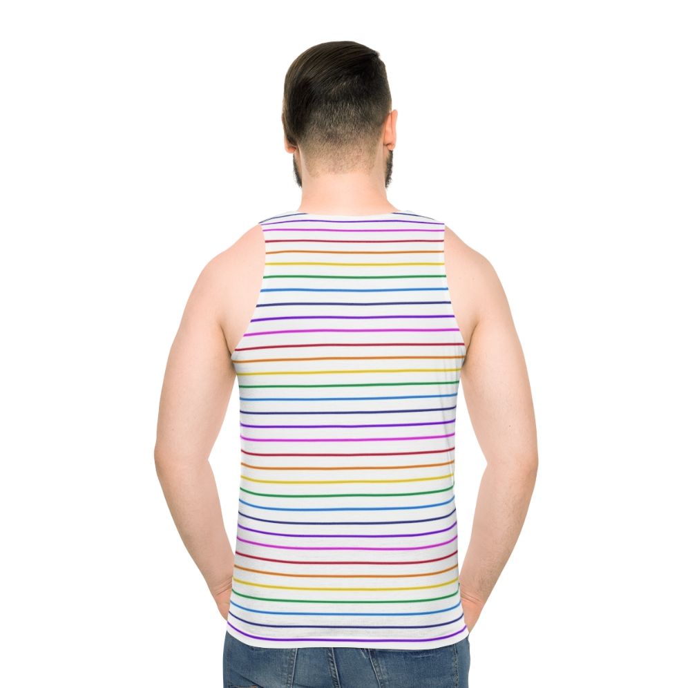 Unisex tank top with horizontal rainbow stripes