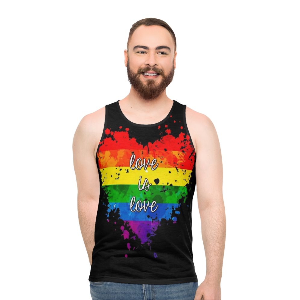 Rainbow love is love unisex tank top