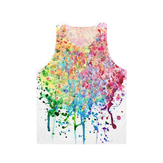 Rainbow paint splatter drip unisex tank top
