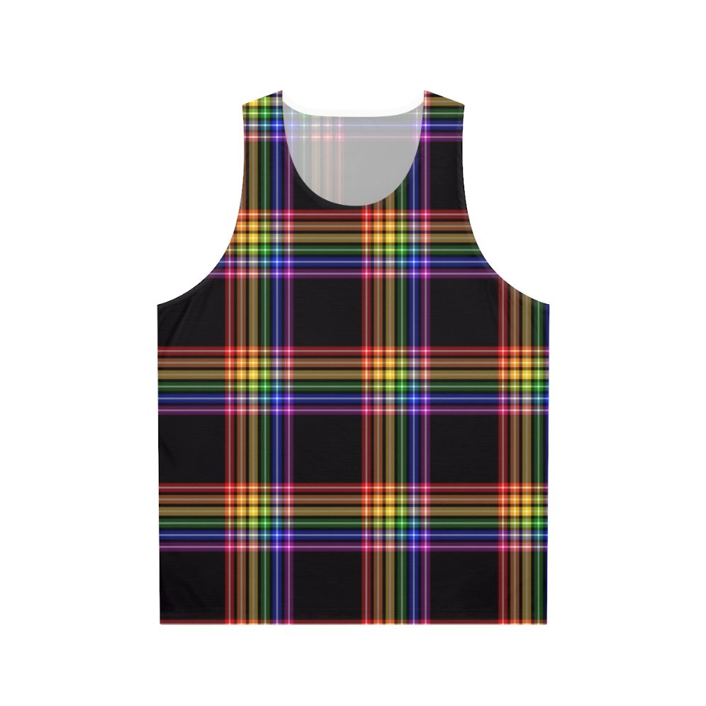 Colorful rainbow plaid unisex tank top