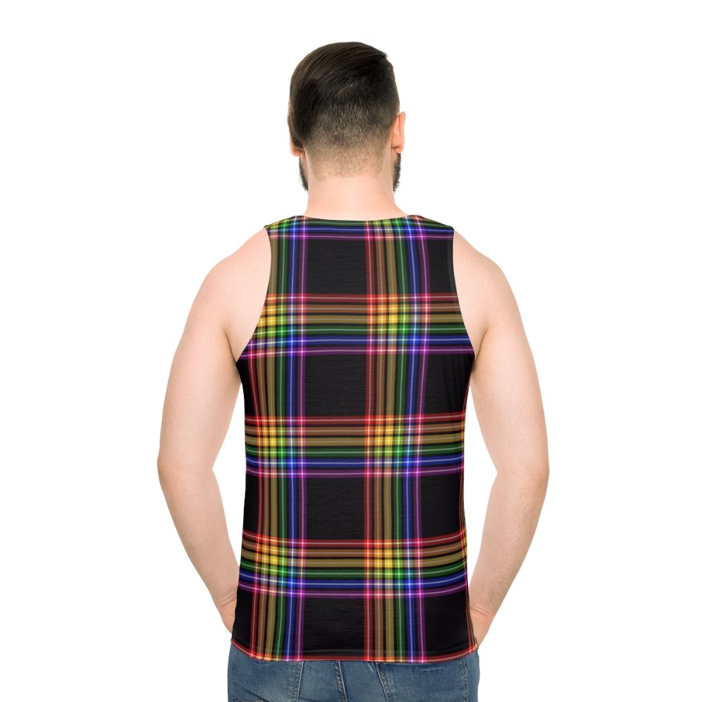 Colorful rainbow plaid unisex tank top