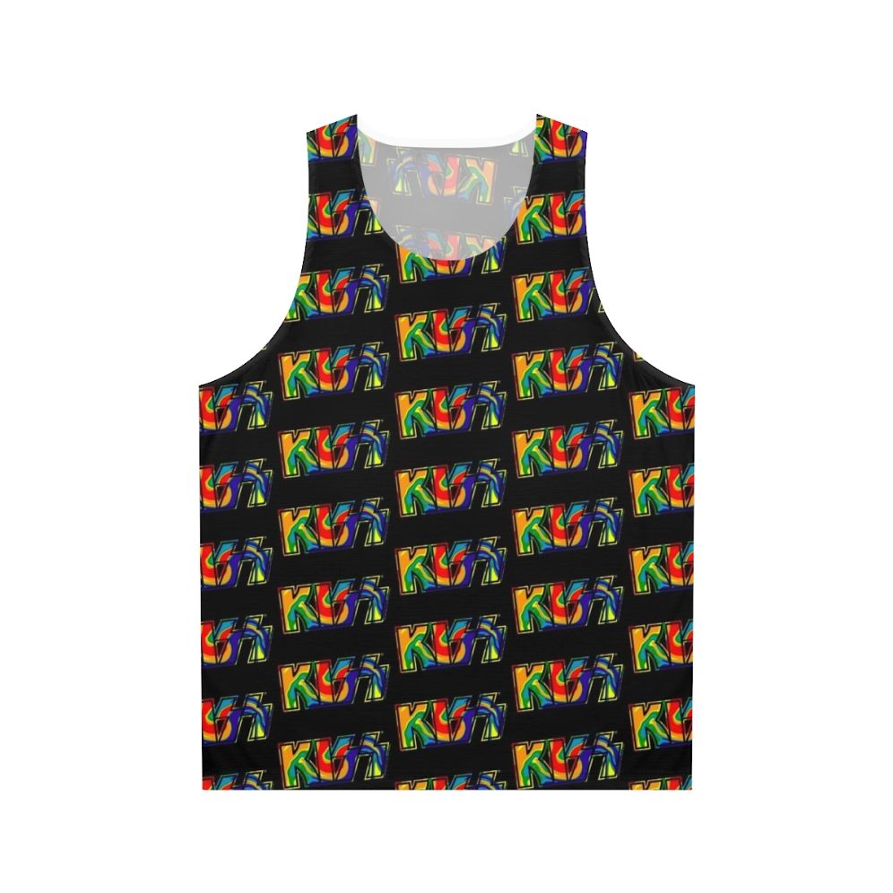 Rainbow Tie Dye Kiss The Band Dark Unisex Tank Top