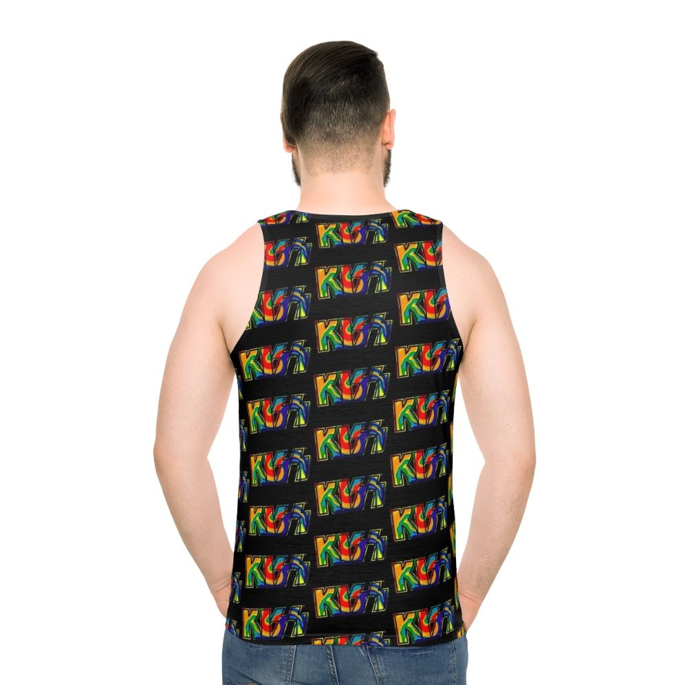 Rainbow Tie Dye Kiss The Band Dark Unisex Tank Top