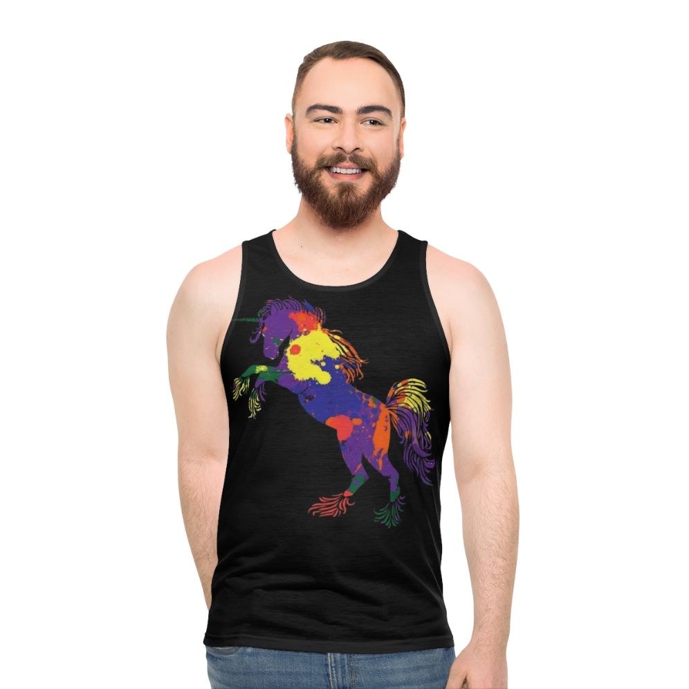 Colorful rainbow unicorn unisex retro 80s tank top