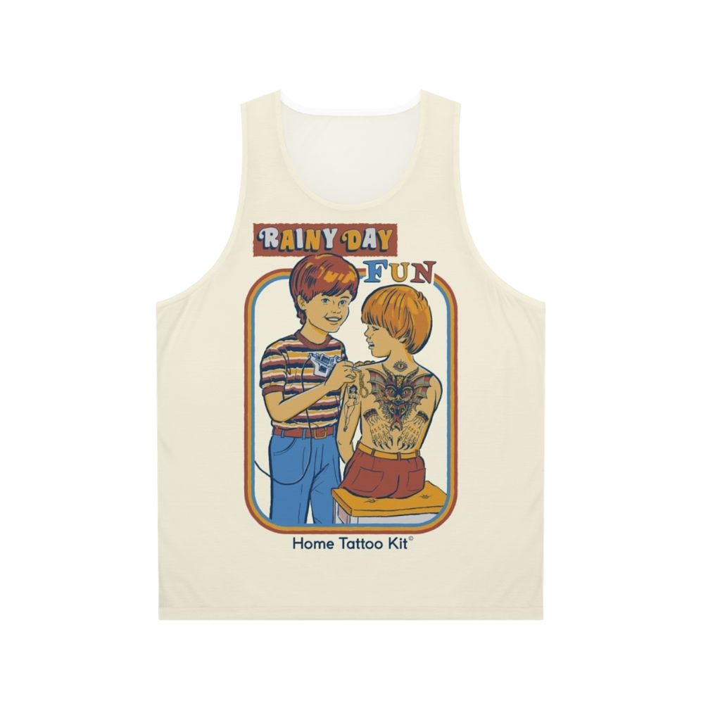 Rainy day fun unisex tank top with vintage retro style