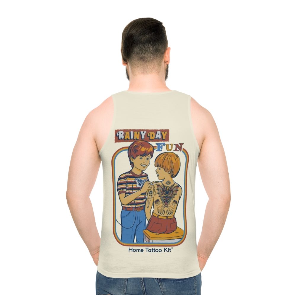 Rainy day fun unisex tank top with vintage retro style