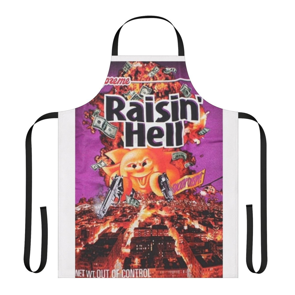 Raisin-themed apron with text "Raisin Hell" for home cooks and bakers