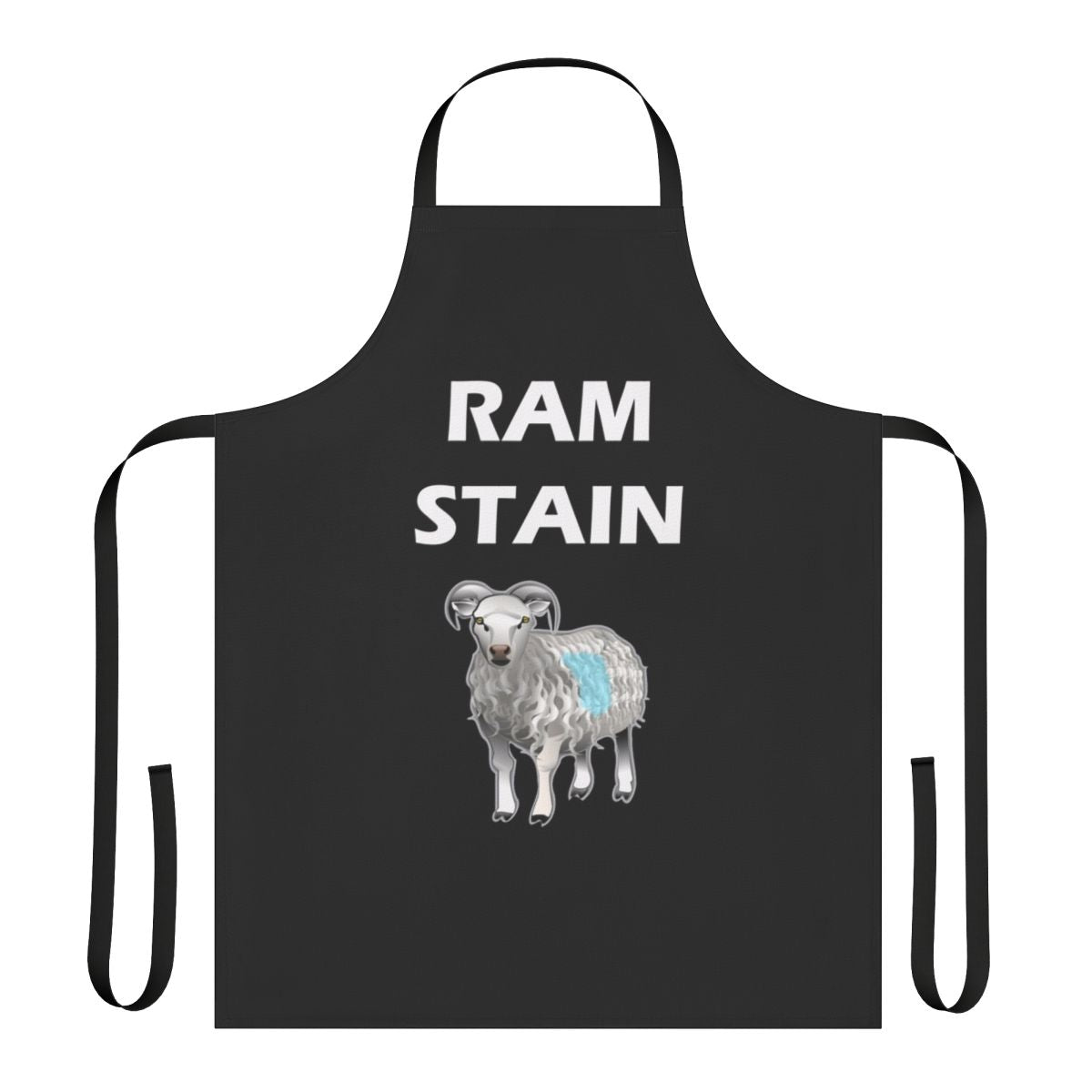 Ram Stain parody funny apron with Rammstein-inspired design