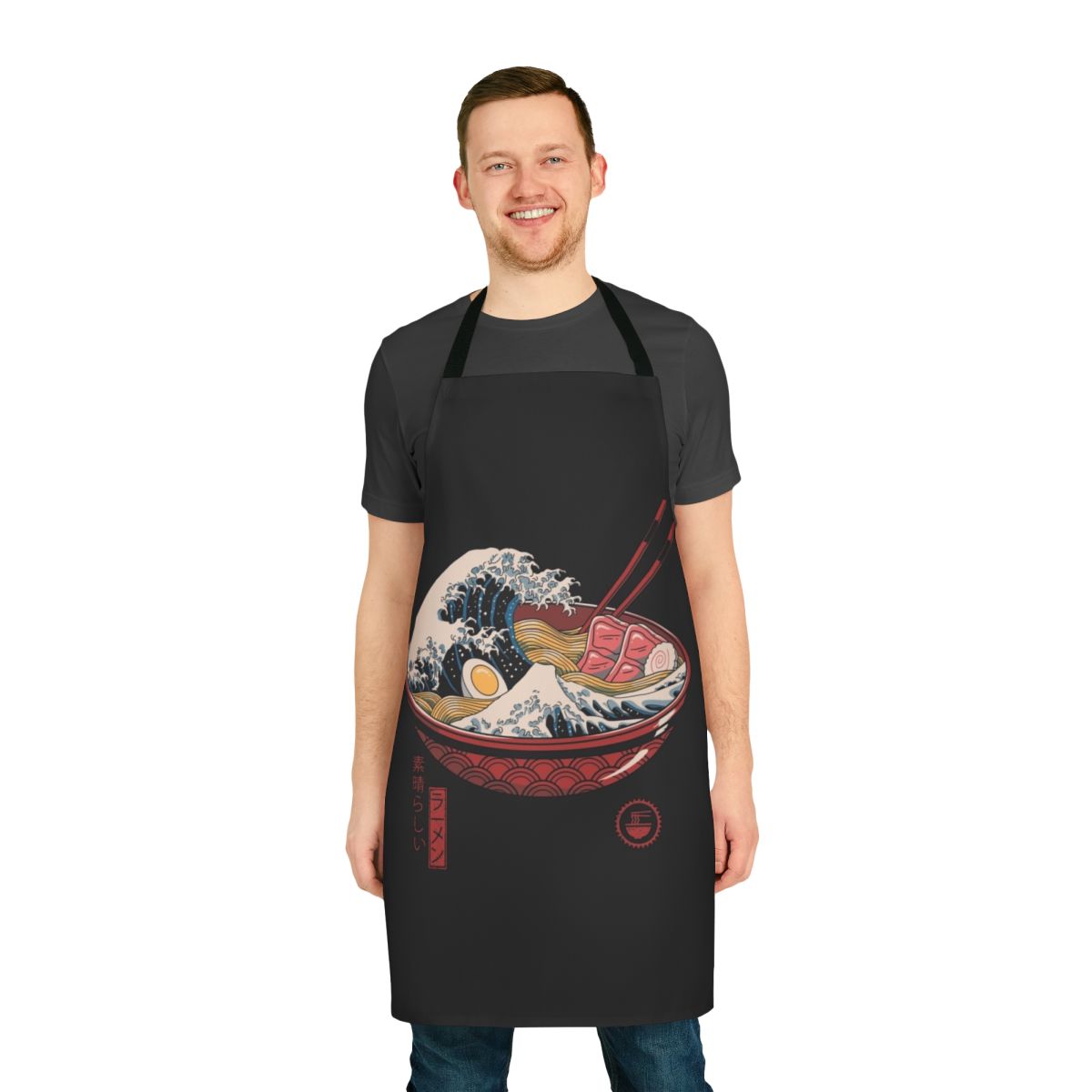 Ramen bowl apron featuring the famous "The Great Wave off Kanagawa" Japanese art print
