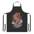 Ramen dragon inspired Japanese style apron with kanji art, kaiju and great wave design