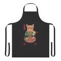 Ramen apron with colorful Japanese-style ramen bowl and adorable cat graphic