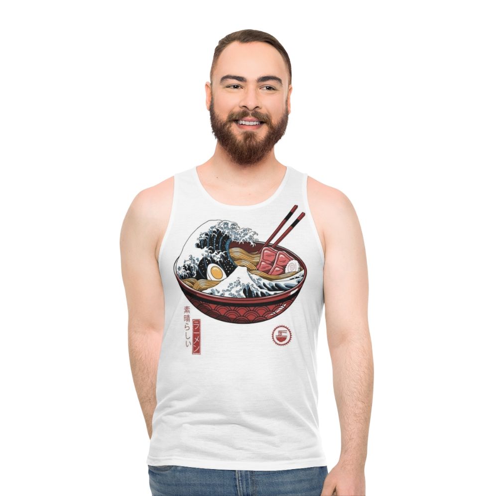 Ramen Wave Unisex Tank Top featuring The Great Wave of Kanagawa design