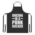 White Ramones-inspired apron with black vintage lettering and punk rock imagery