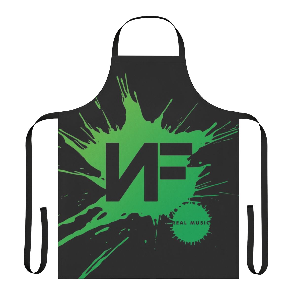 Rap and hip hop inspired apron with the words "NF Real Music"
