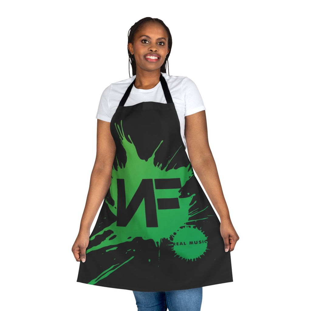 Rap and hip hop inspired apron with the words "NF Real Music"