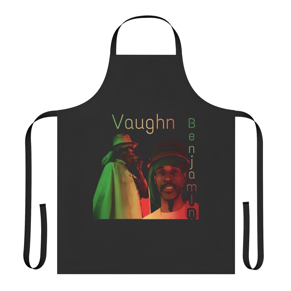 Vaughn Benjamin Midnite-inspired apron with Rastafarian-themed design