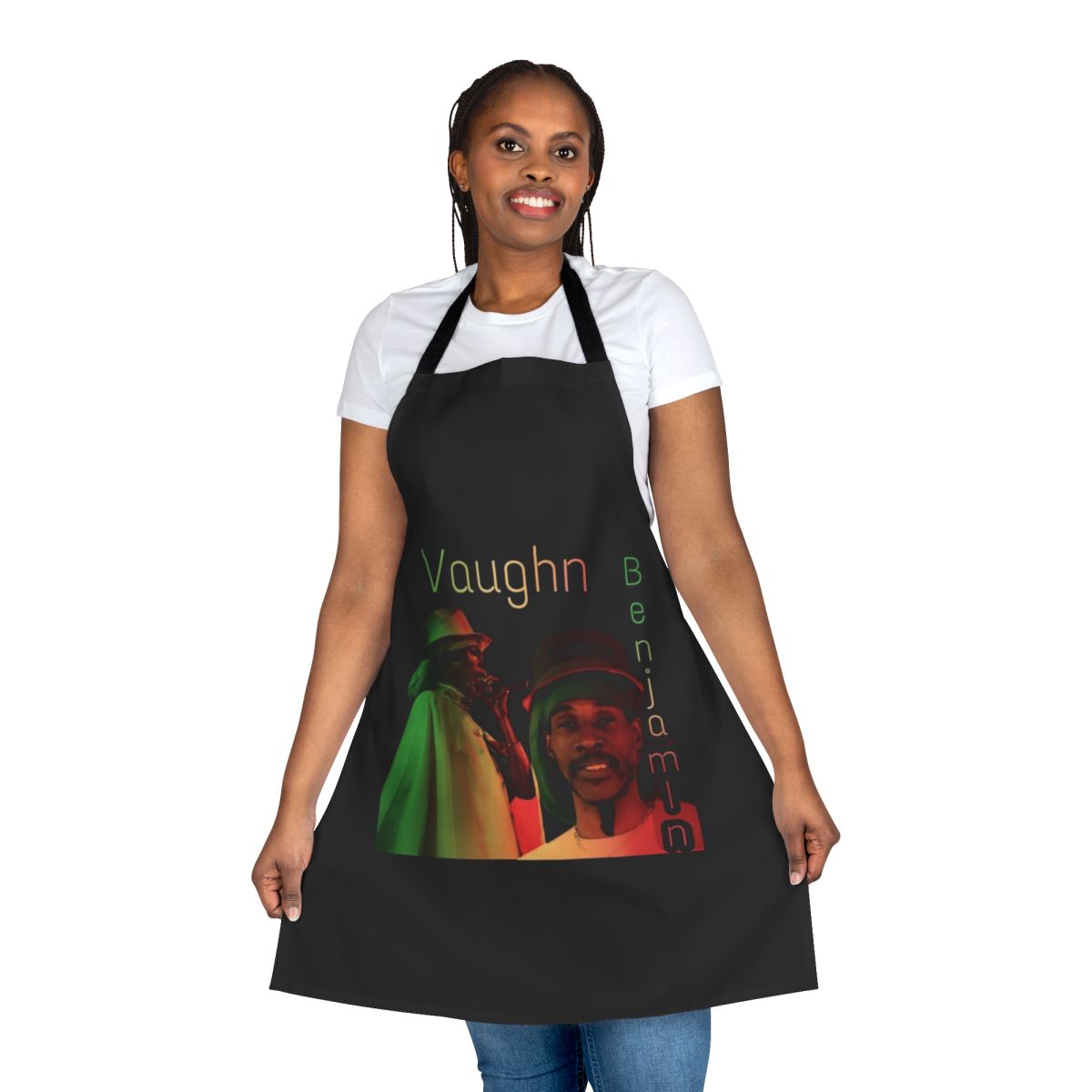 Vaughn Benjamin Midnite-inspired apron with Rastafarian-themed design