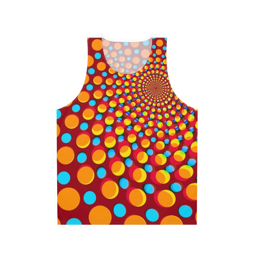 Rave-inspired unisex tank top with psychedelic optical illusion design
