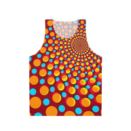 Rave-inspired unisex tank top with psychedelic optical illusion design