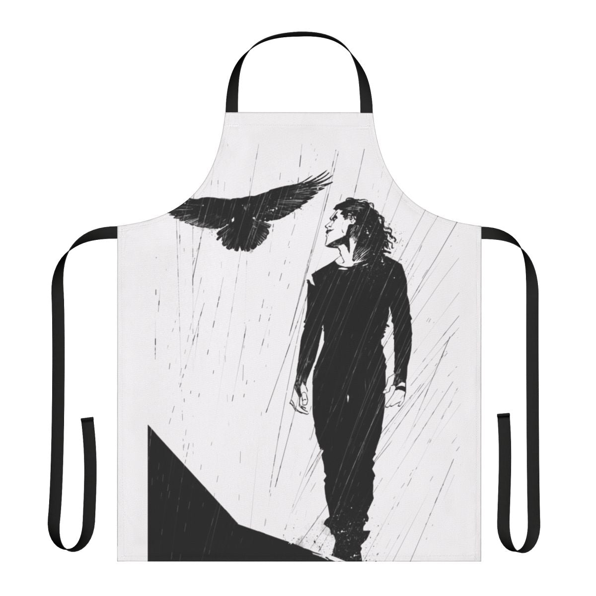 Raven-themed apron featuring imagery from the cult film The Crow