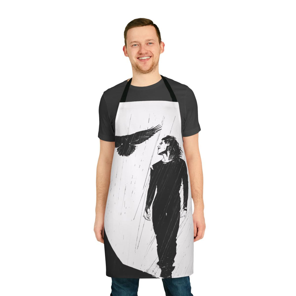 Raven-themed apron featuring imagery from the cult film The Crow
