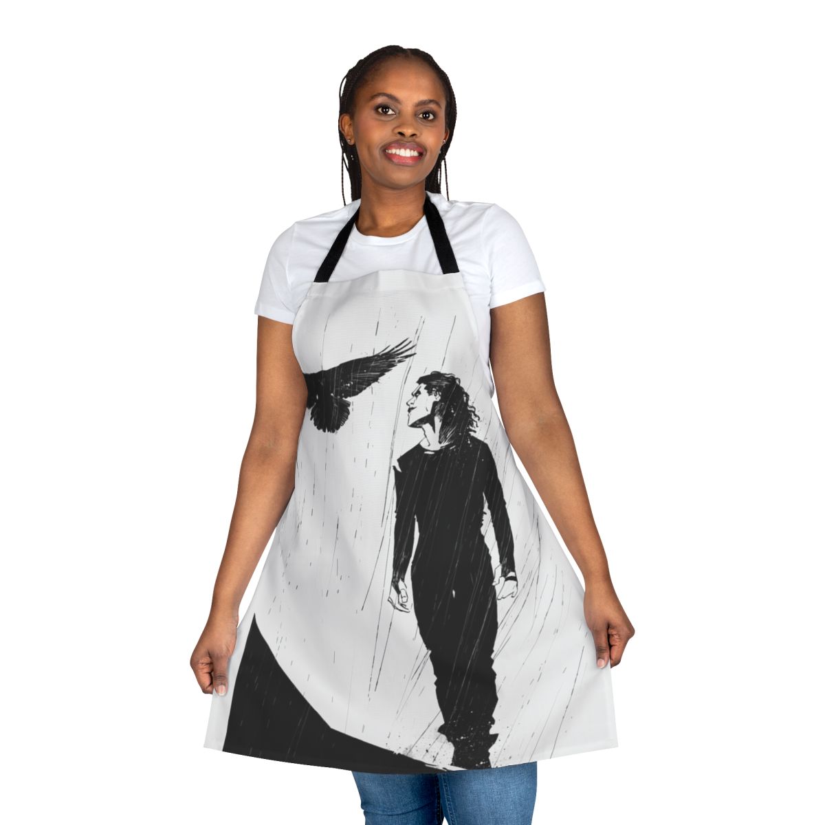 Raven-themed apron featuring imagery from the cult film The Crow