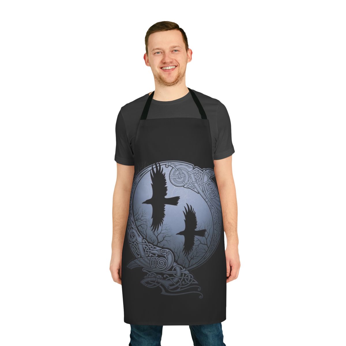 Raven inspired Celtic tribal pattern apron