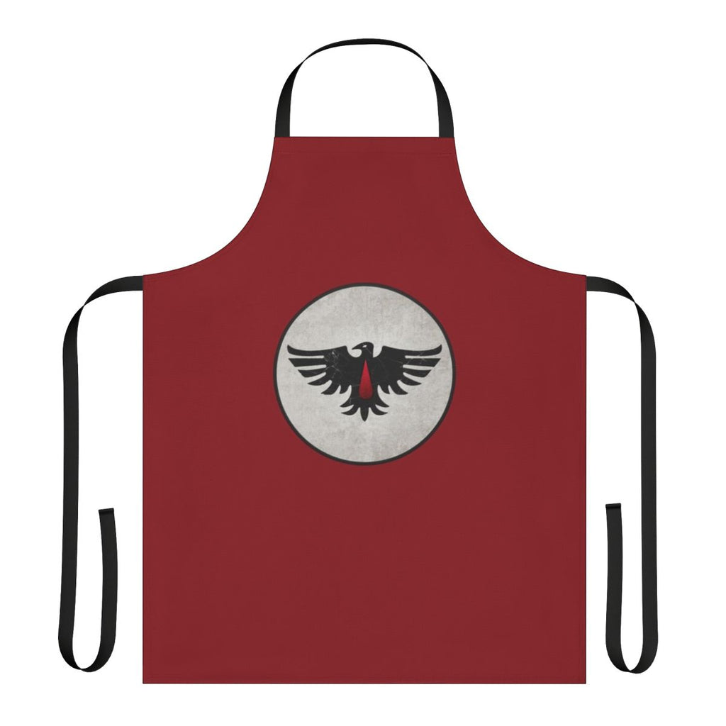 Raven-inspired cooking apron featuring a bold raven sigil design