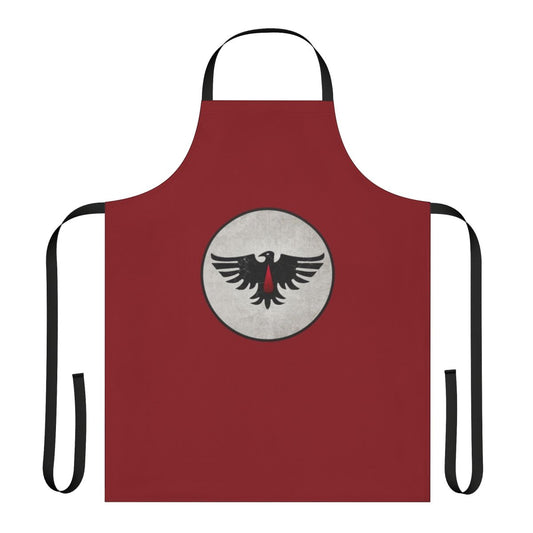 Raven-inspired cooking apron featuring a bold raven sigil design
