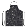 Raven pattern apron with a dark, gothic design featuring a flock of ravens or crows