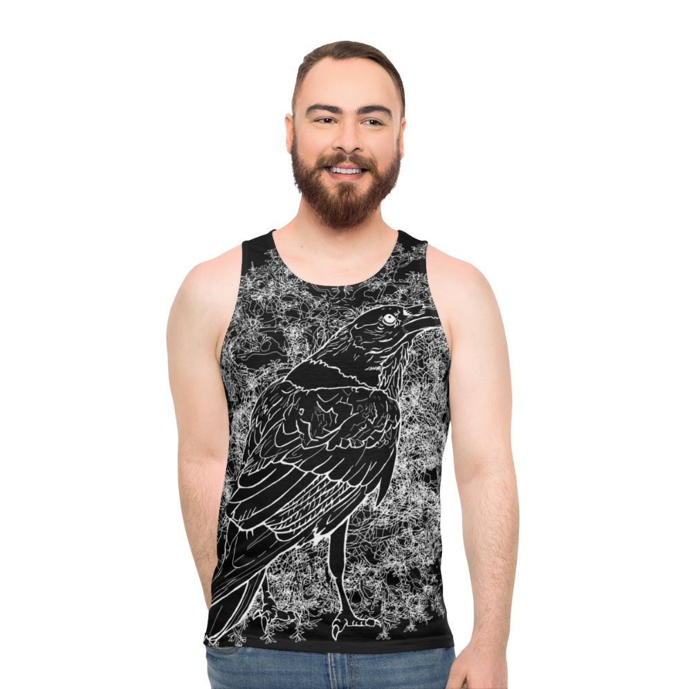 Raven Unisex Tank Top featuring a Norse mythology-inspired design