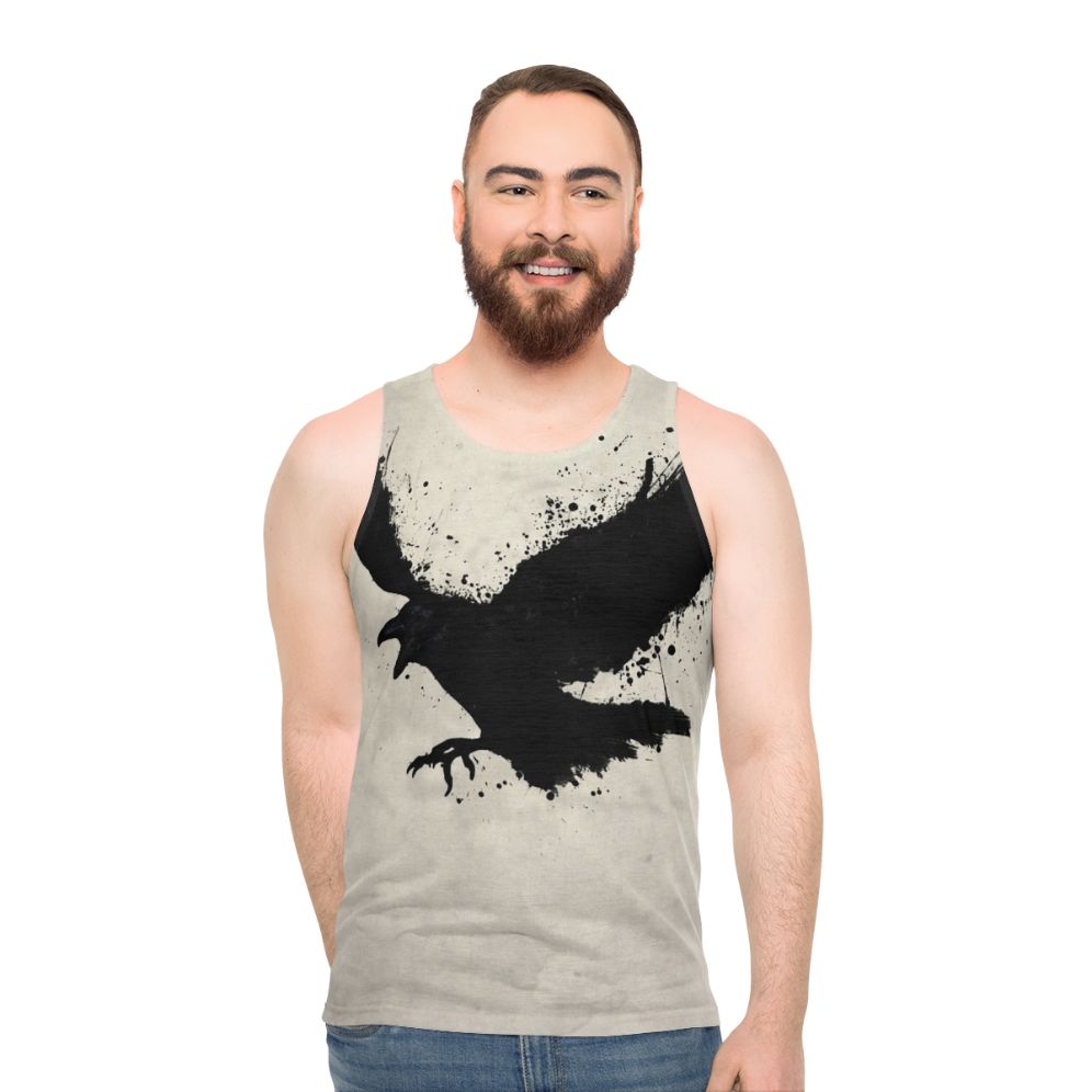 Raven unisex tank top with mythological bird design