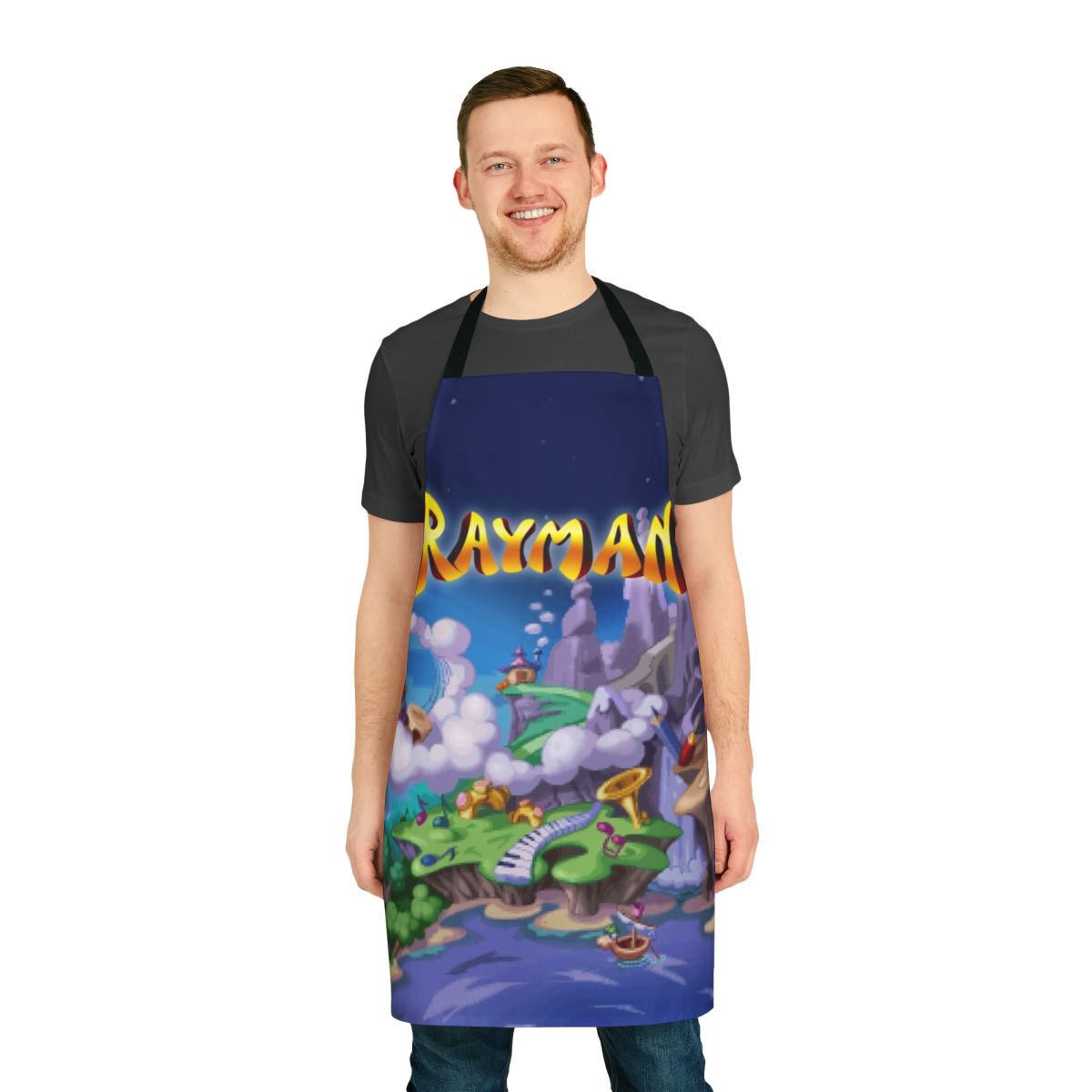 Rayman-themed apron featuring the iconic character's limbs and design
