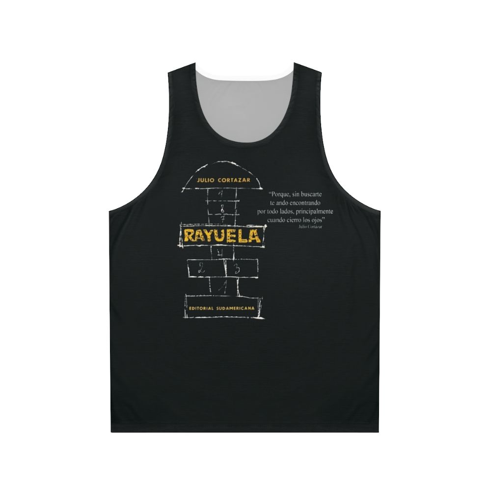 Rayuela Unisex Tank Top featuring a literary phrase