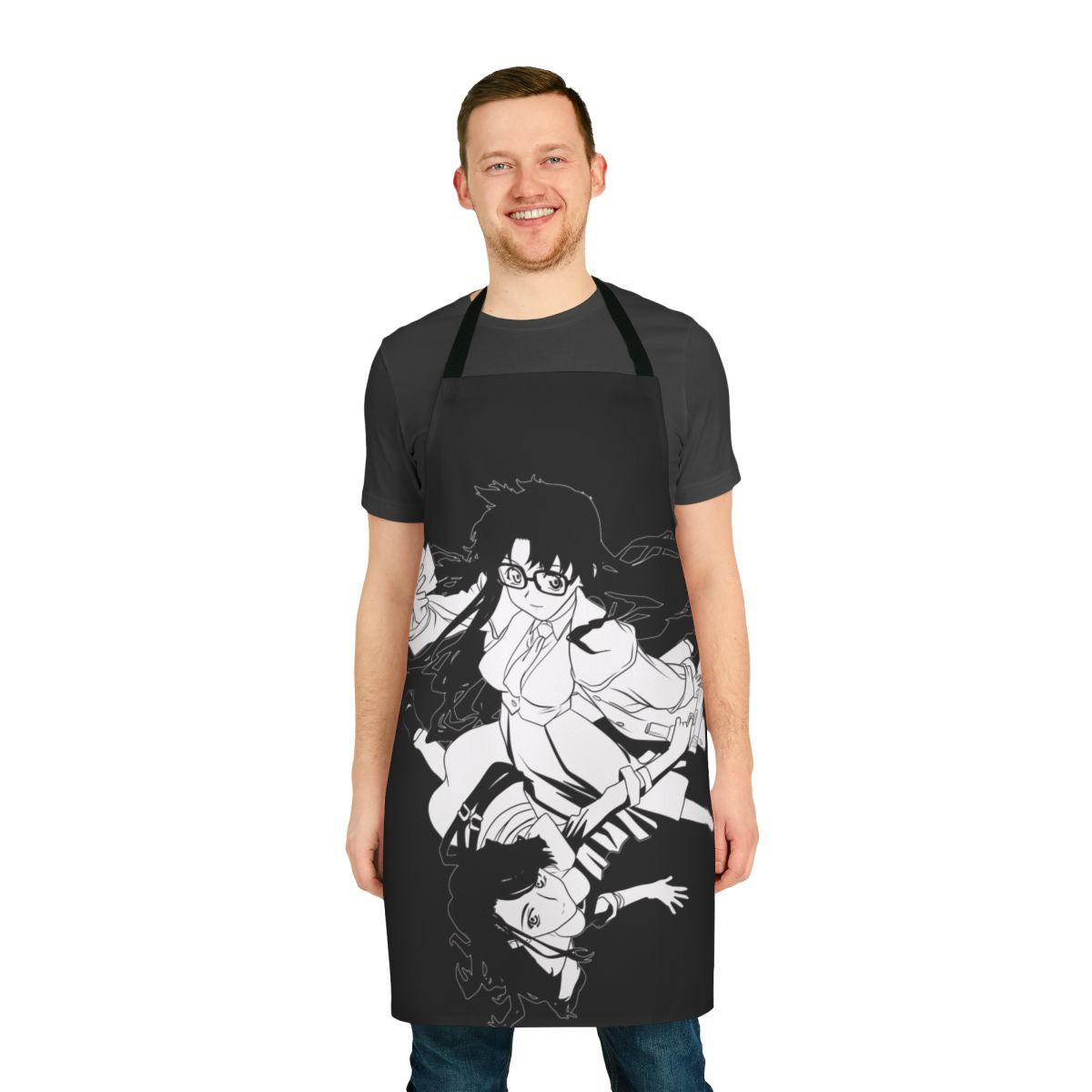 Stylish "Read and Die" anime-inspired apron featuring Yomiko Readman, a literary-minded character from the 1990s anime series.