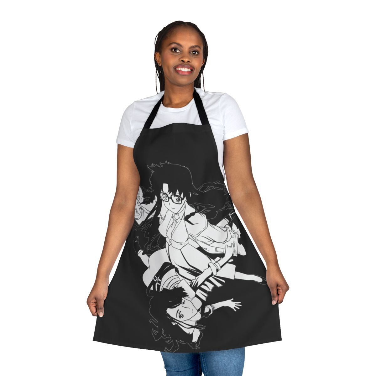 Stylish "Read and Die" anime-inspired apron featuring Yomiko Readman, a literary-minded character from the 1990s anime series.