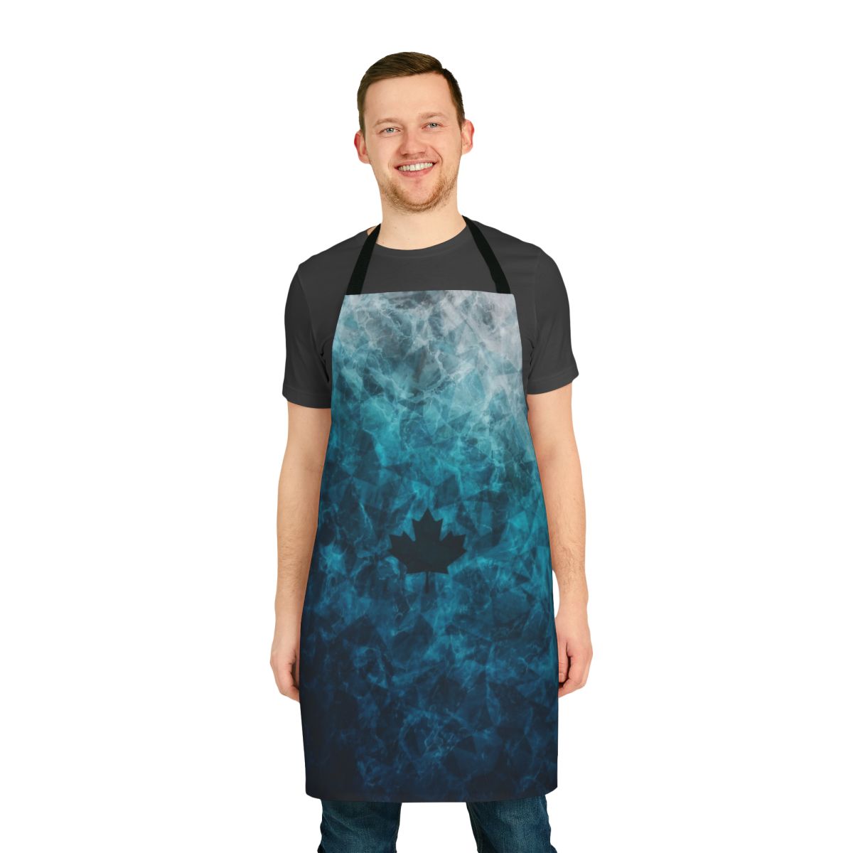 Realistic black ice inspired apron with icy, frozen pattern