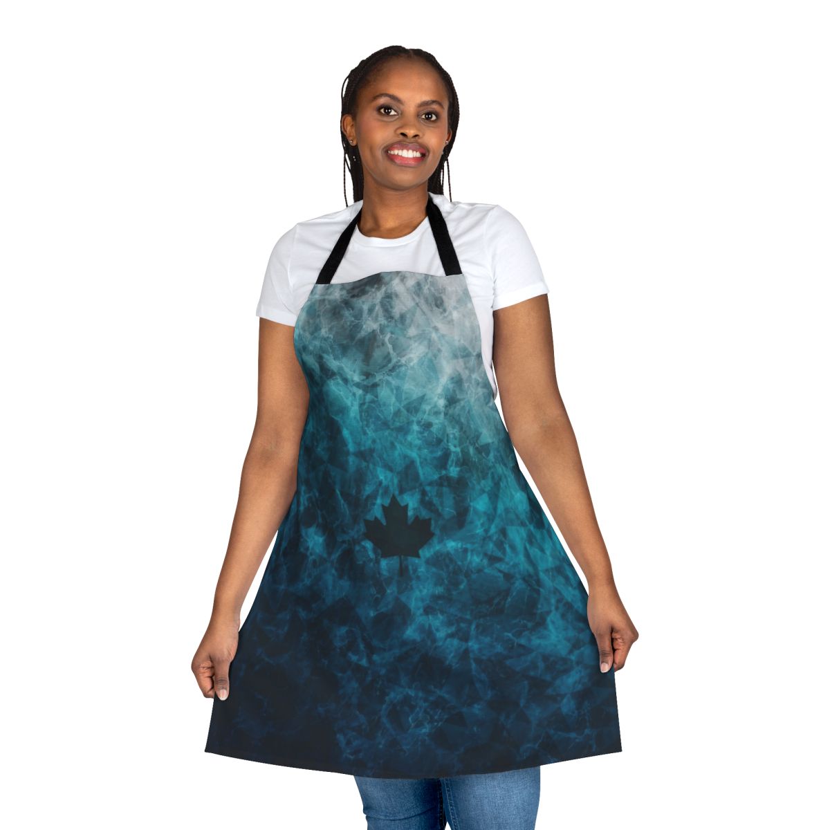 Realistic black ice inspired apron with icy, frozen pattern