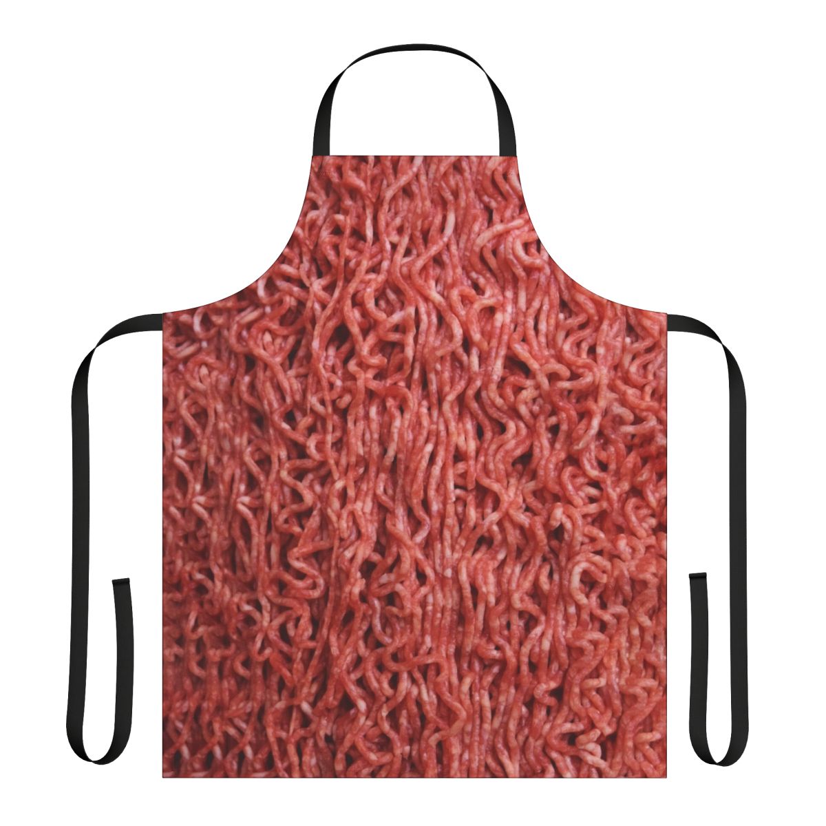 Graphic raw ground beef themed apron with bloody and meat lover design