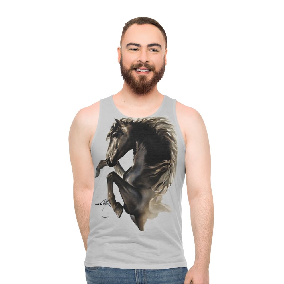 Rearing horse black cut out unisex tank top
