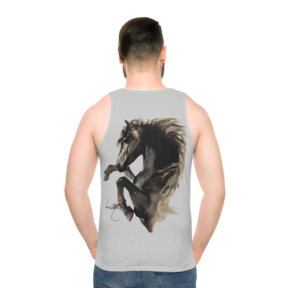 Rearing horse black cut out unisex tank top