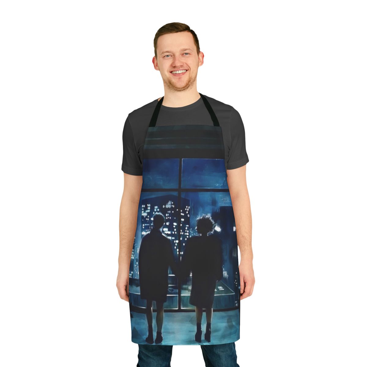 Fight Club inspired apron featuring a blue and white design