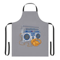 Recycled apron with boombox, robots, and Star Wars themed designs