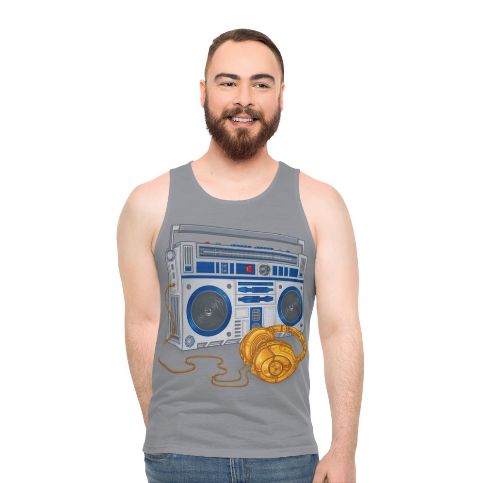 Recycled Future Unisex Tank Top with Futuristic Design