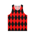 Red and black harlequin diamond pattern unisex tank top