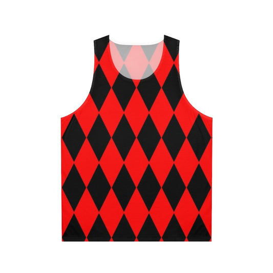 Red and black harlequin diamond pattern unisex tank top